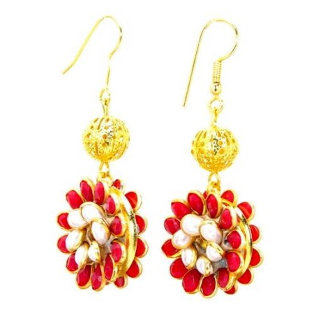 Red Pacchi Dangler Earrings